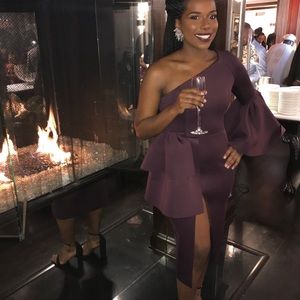 ASOS Premium Dramatic One Shoulder Peplum Dress